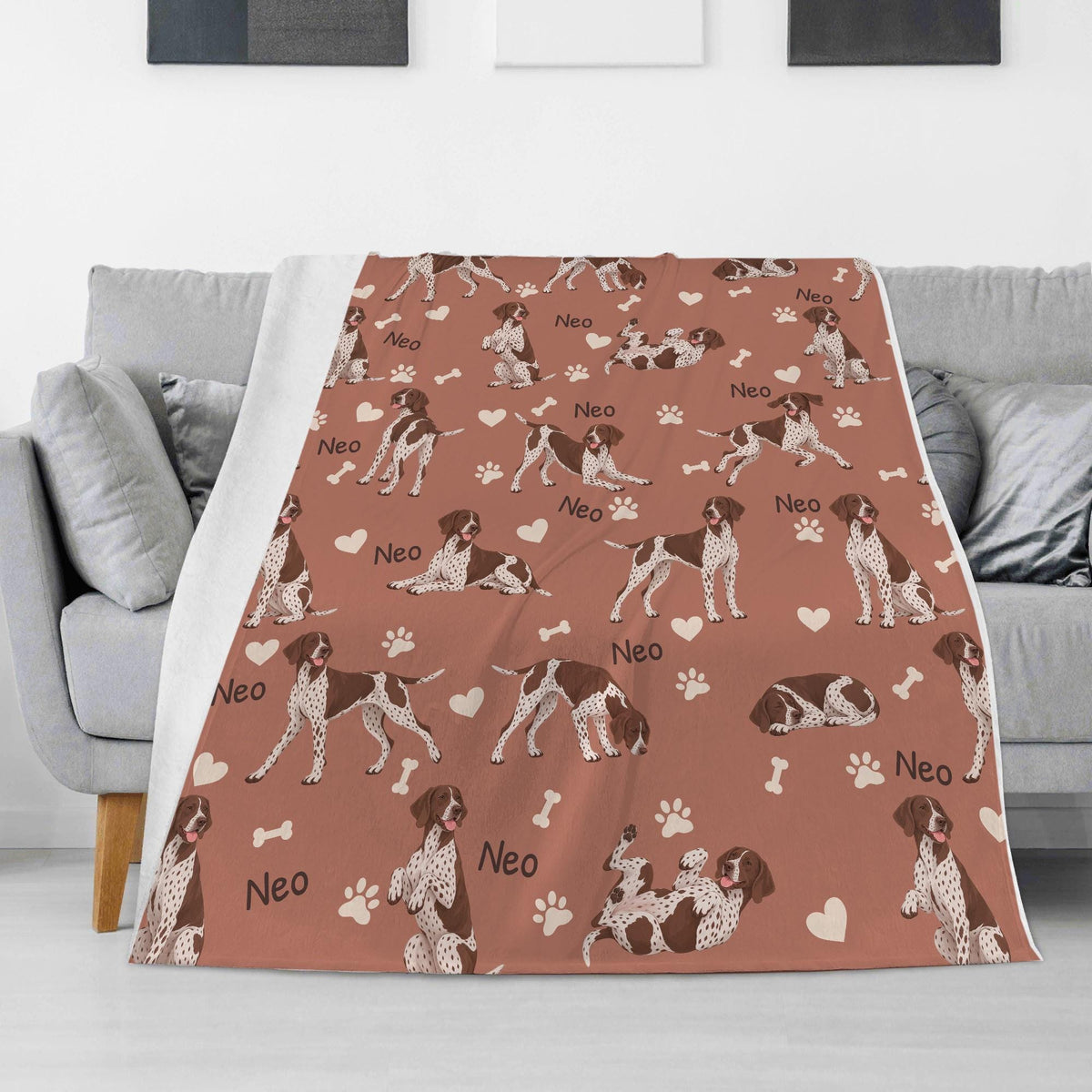 Personalized German Shorthaired Pointer Blanket, Pet Blanket with Name