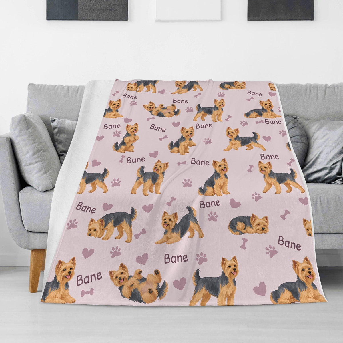 Personalized Yorkshire Terrier Blanket, Pet Blanket with Name