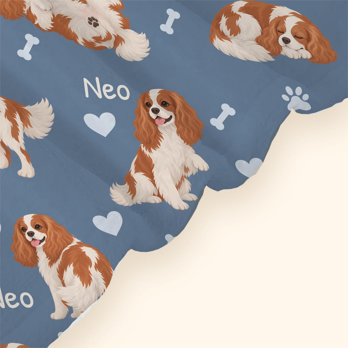 Personalized Cavalier King Charles Spaniel Blanket, Pet Blanket with Name