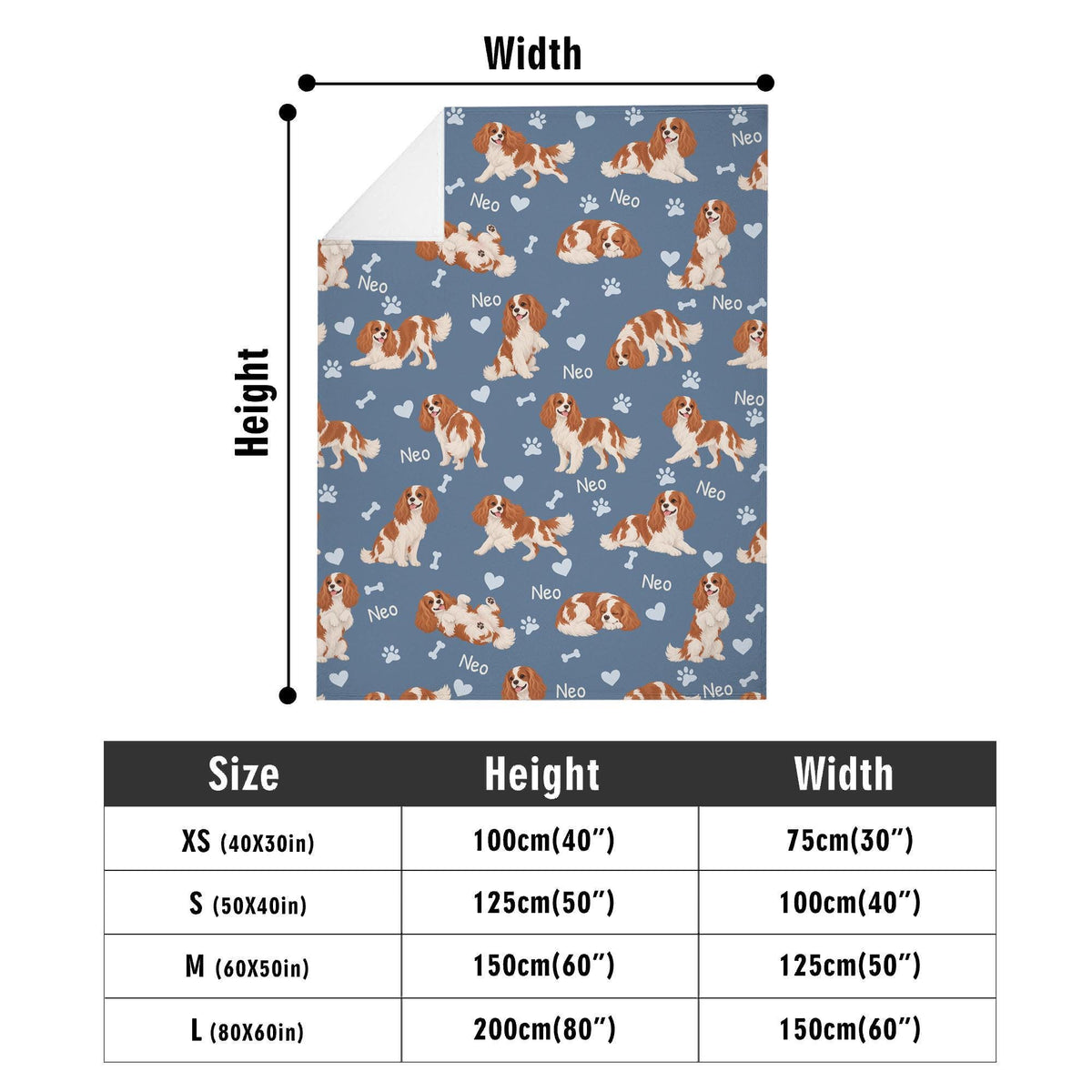 Personalized Cavalier King Charles Spaniel Blanket, Pet Blanket with Name
