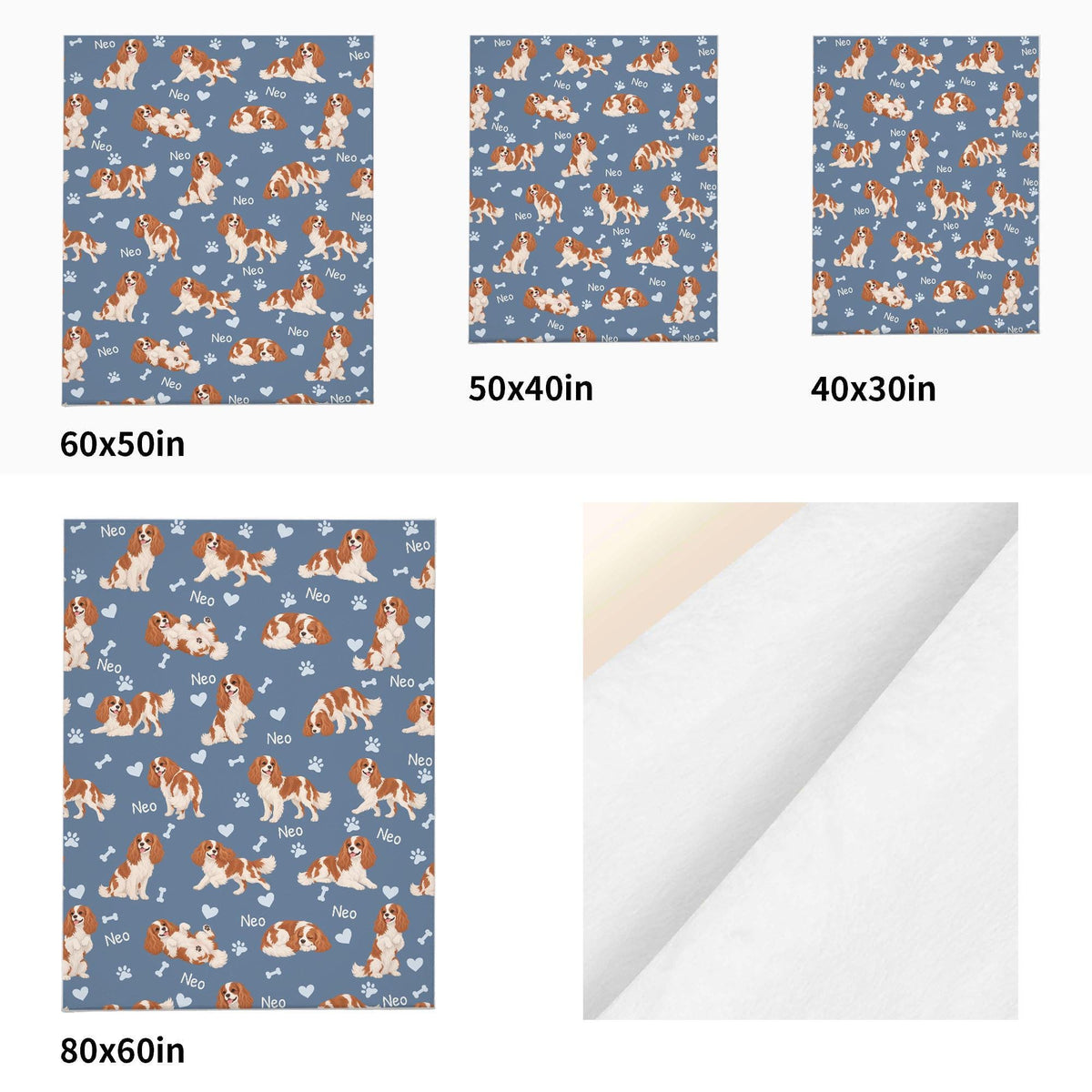 Personalized Cavalier King Charles Spaniel Blanket, Pet Blanket with Name