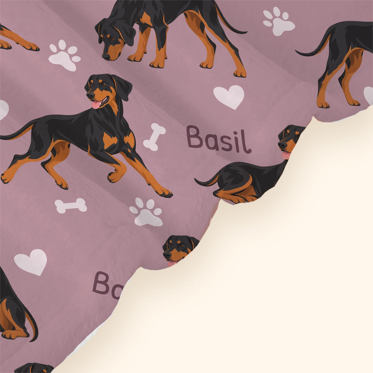 Personalized Doberman Pinscher Blanket, Pet Blanket with Name