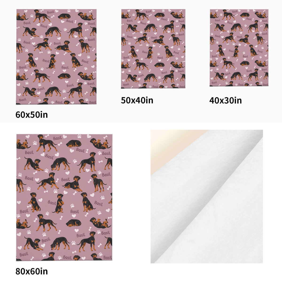 Personalized Doberman Pinscher Blanket, Pet Blanket with Name