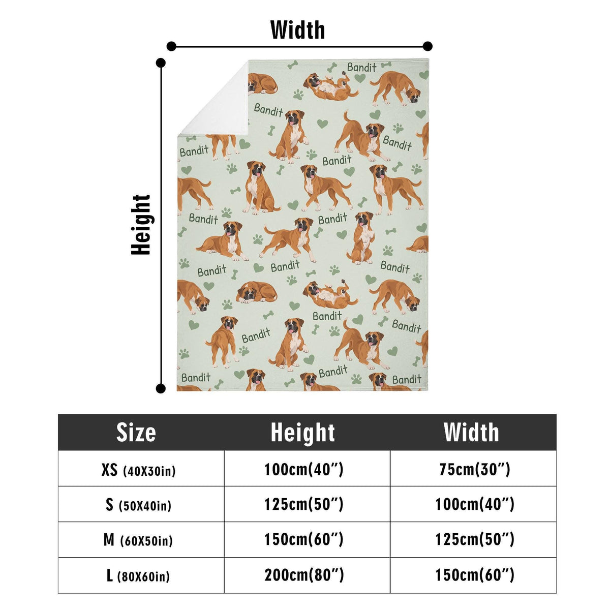 Personalized Boxer Blanket, Pet Blanket with Name