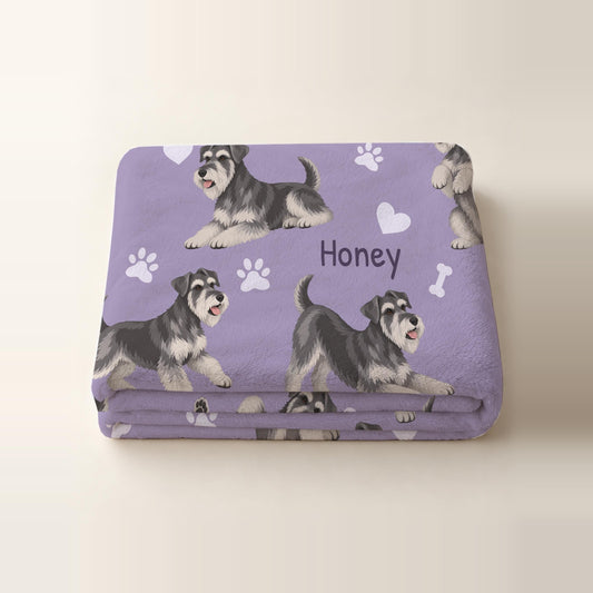 Personalized Miniature Schnauzer Blanket, Pet Blanket with Name
