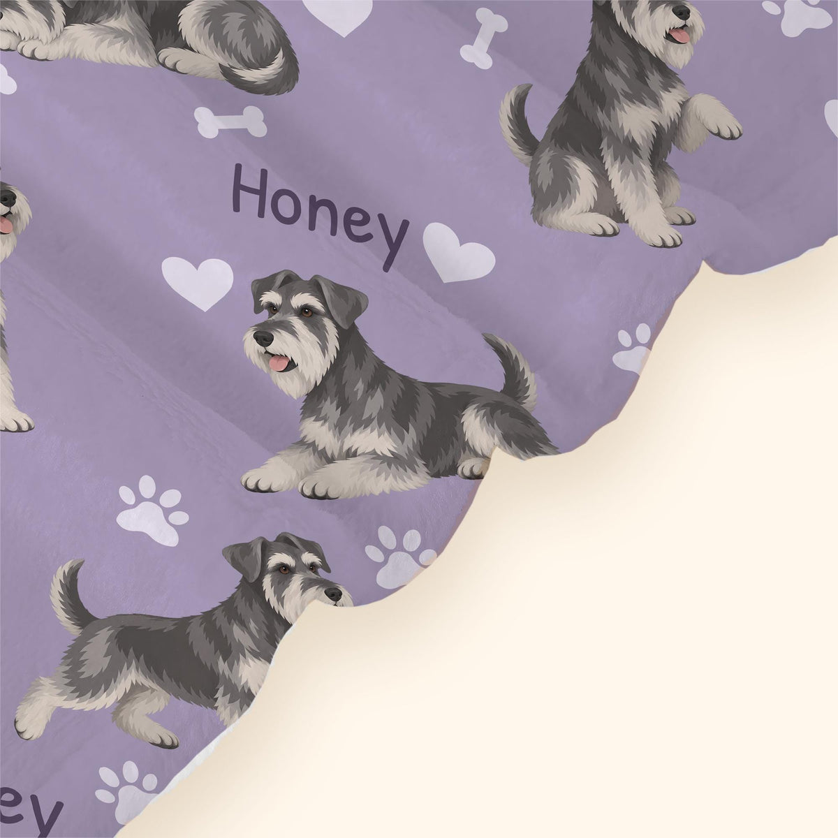 Personalized Miniature Schnauzer Blanket, Pet Blanket with Name