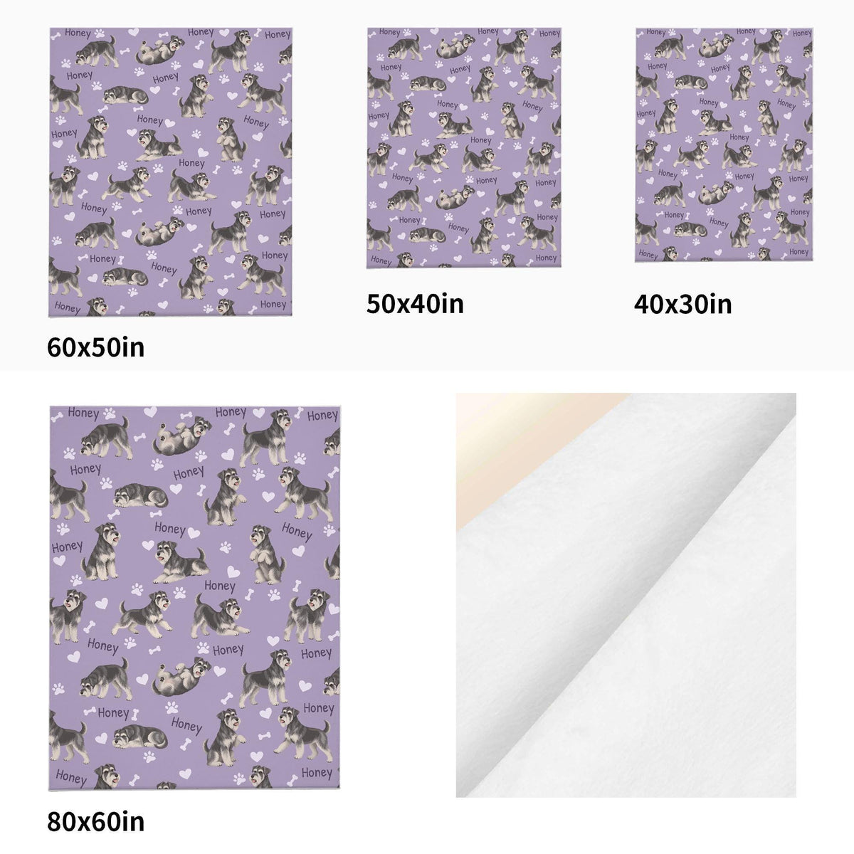 Personalized Miniature Schnauzer Blanket, Pet Blanket with Name