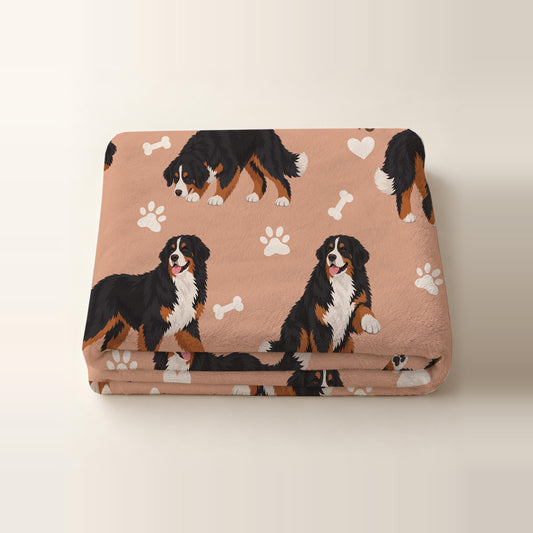 Personalized Bernese Mountain Dog Blanket, Pet Blanket with Name