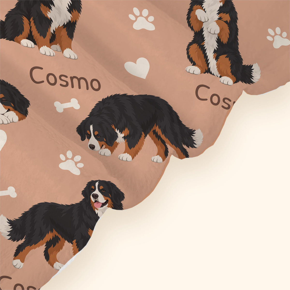 Personalized Bernese Mountain Dog Blanket, Pet Blanket with Name