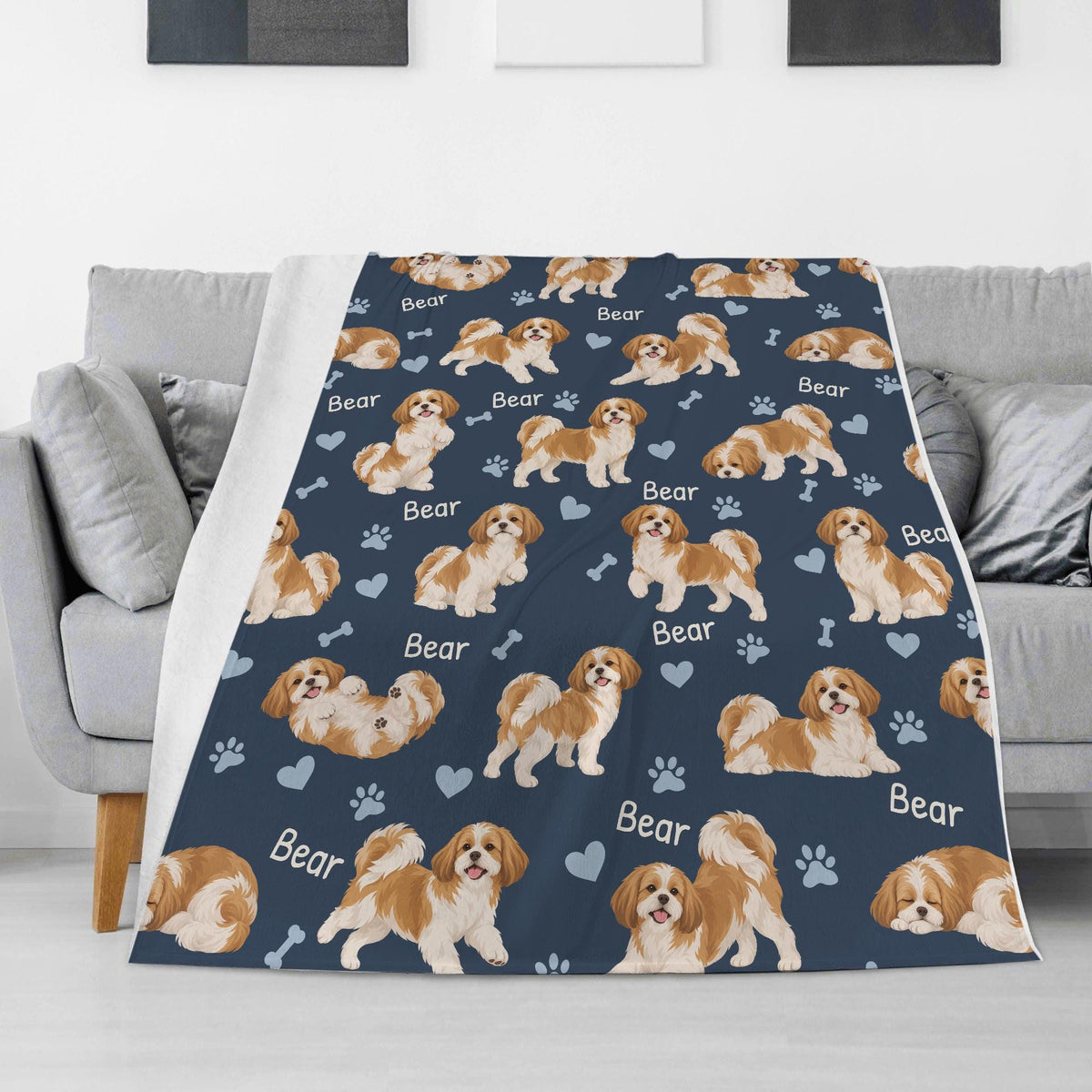 Personalized Shih Tzu Blanket, Pet Blanket with Name
