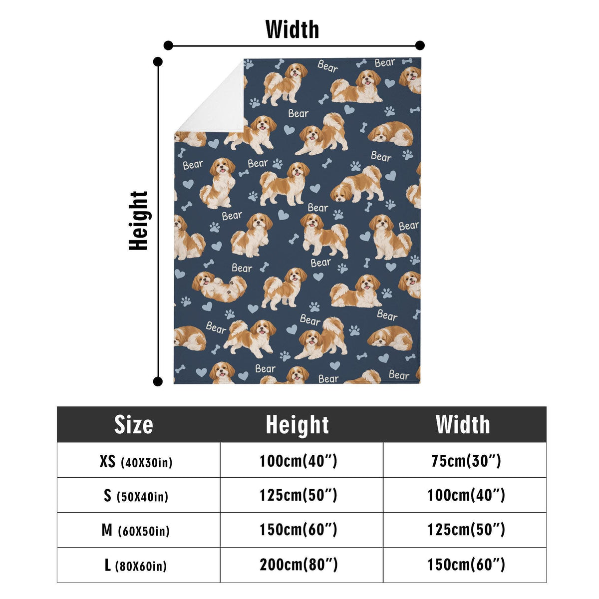Personalized Shih Tzu Blanket, Pet Blanket with Name