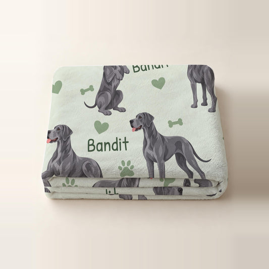 Personalized Great Dane Blanket, Pet Blanket with Name
