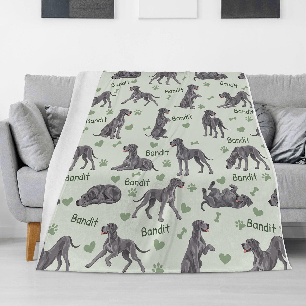 Personalized Great Dane Blanket, Pet Blanket with Name