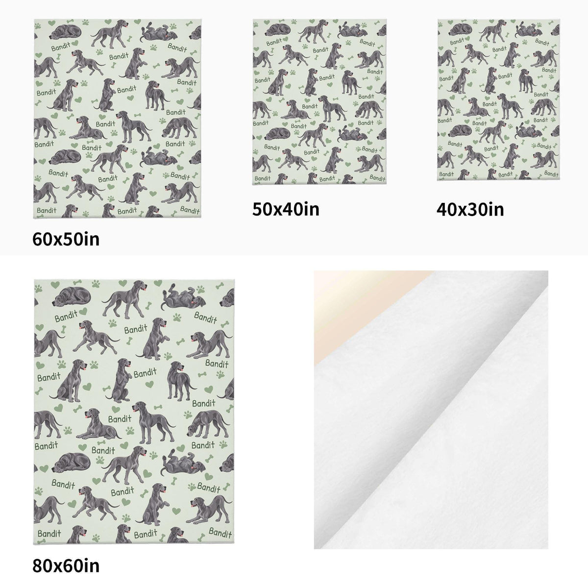 Personalized Great Dane Blanket, Pet Blanket with Name