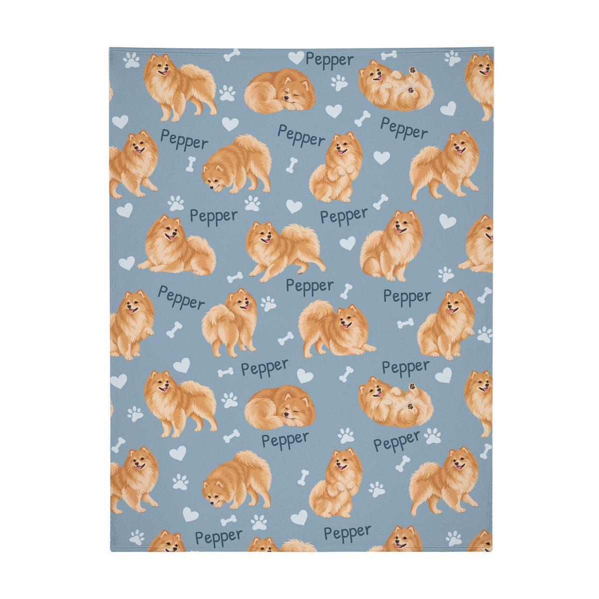 Personalized Pomeranian Blanket, Pet Blanket with Name