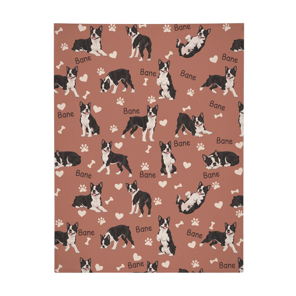 Personalized Boston Terrier Blanket, Pet Blanket with Name
