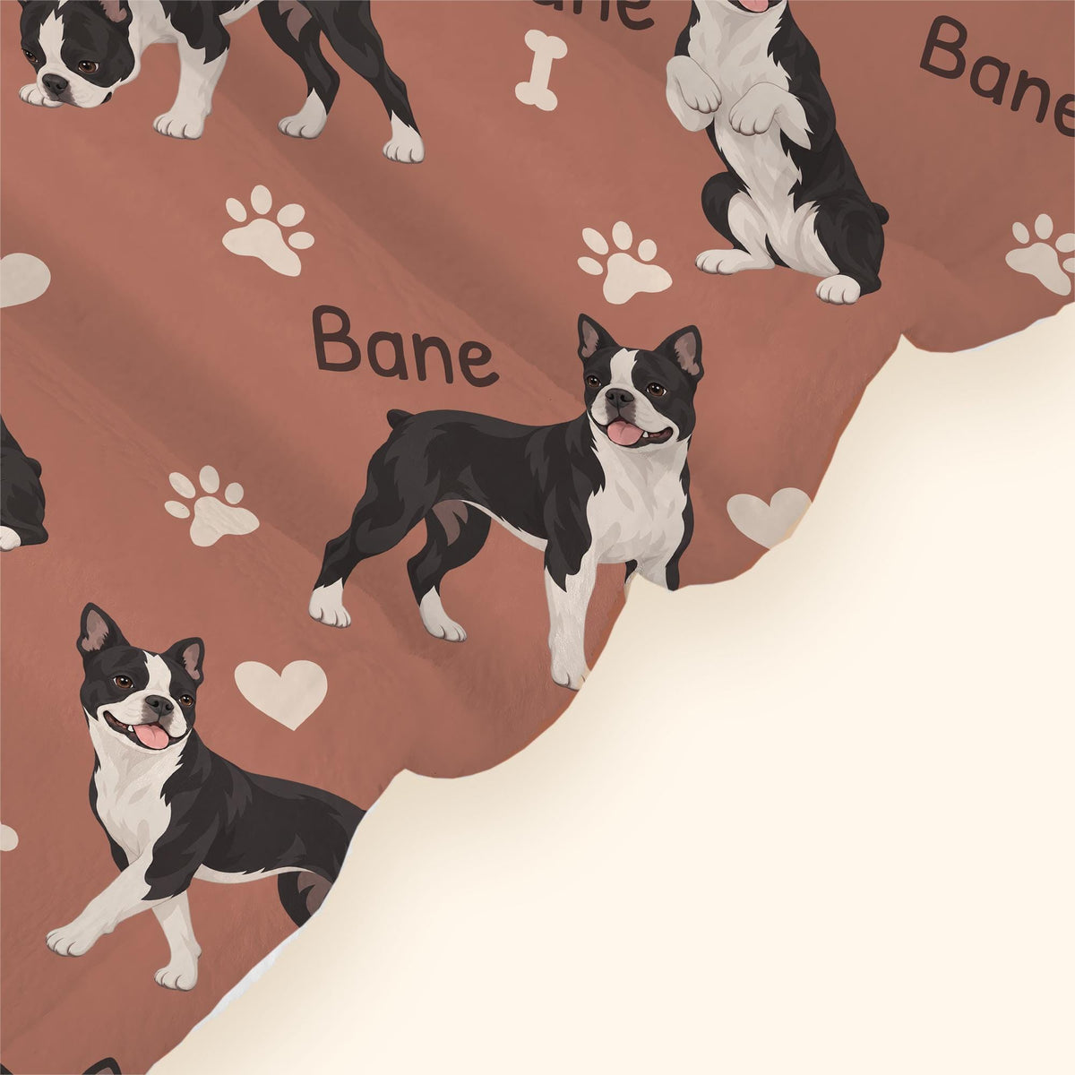 Personalized Boston Terrier Blanket, Pet Blanket with Name