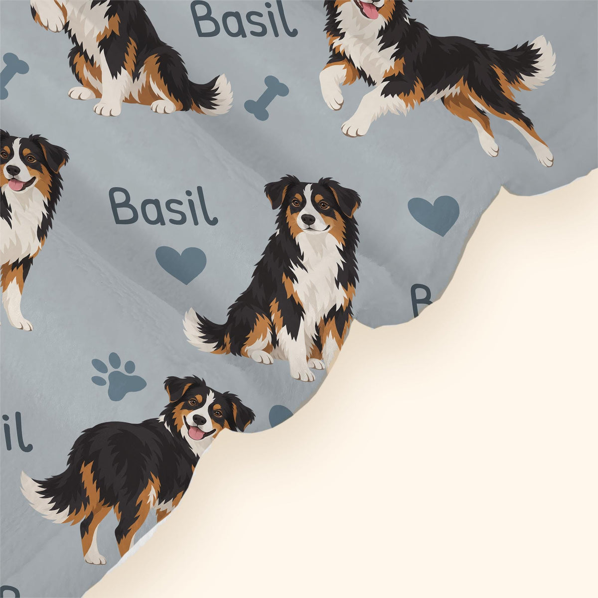 Personalized Miniature American Shepherd Blanket, Pet Blanket with Name