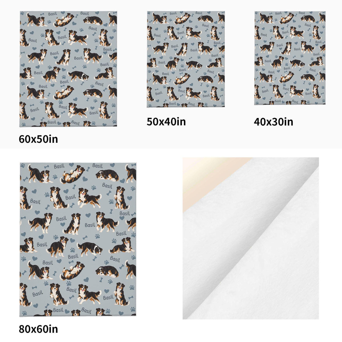Personalized Miniature American Shepherd Blanket, Pet Blanket with Name