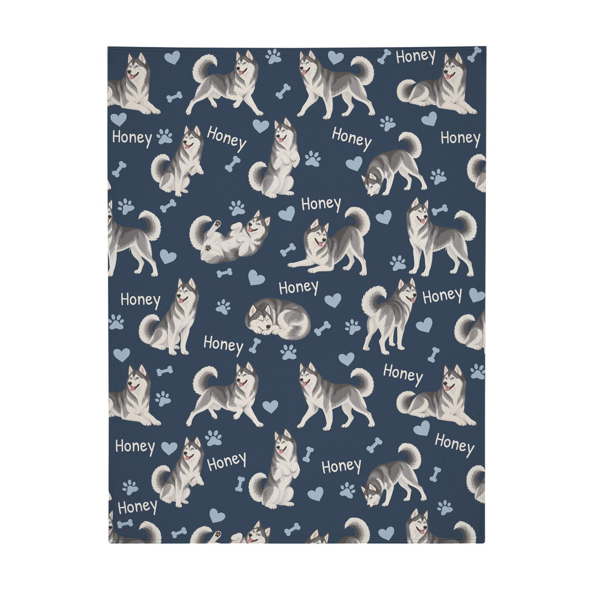 Personalized Siberian Husky Blanket, Pet Blanket with Name