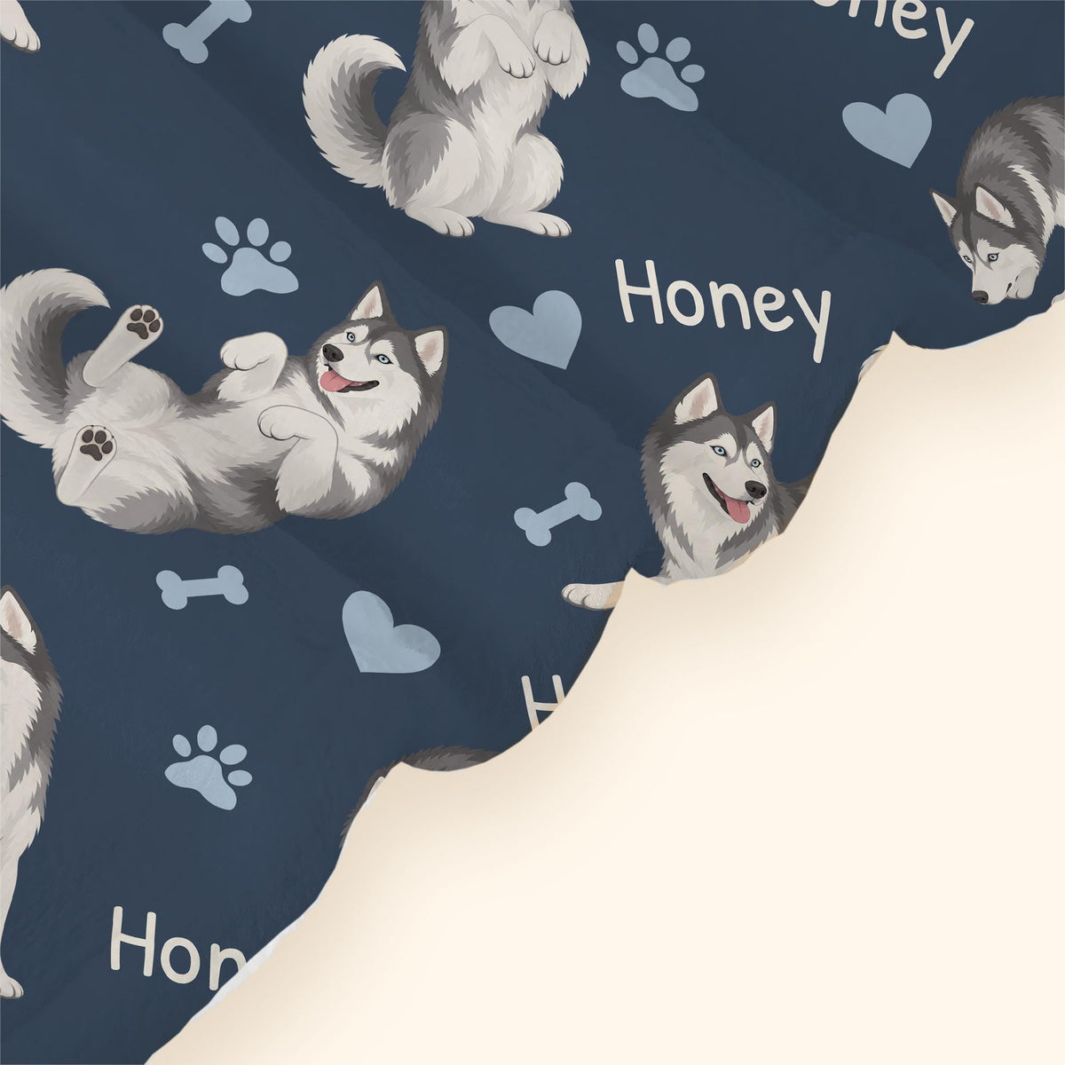 Personalized Siberian Husky Blanket, Pet Blanket with Name