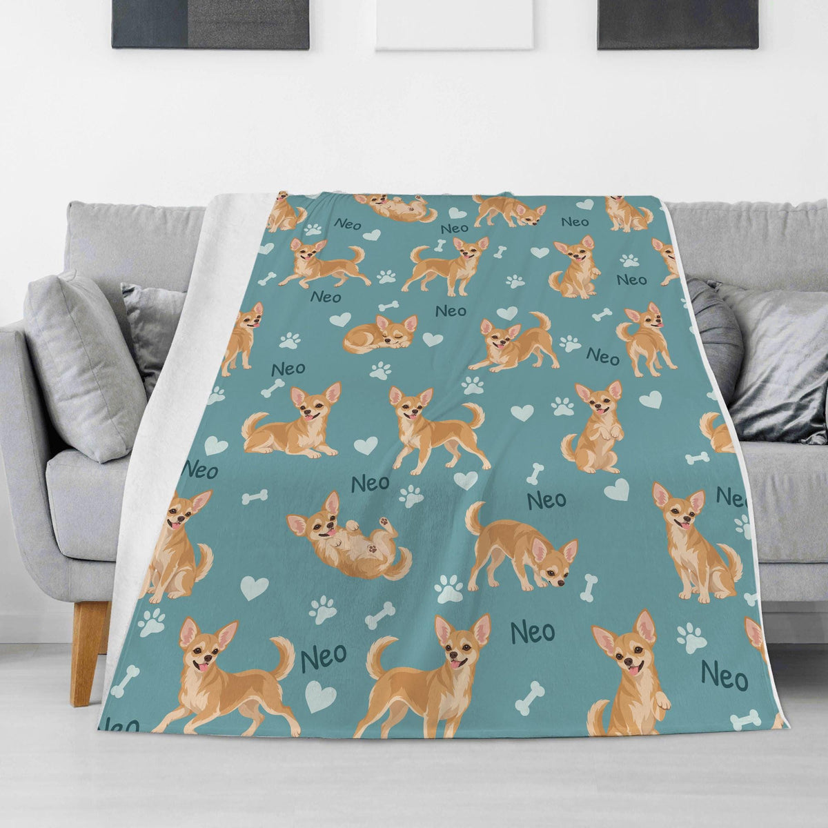 Personalized Chihuahua Blanket, Pet Blanket with Name