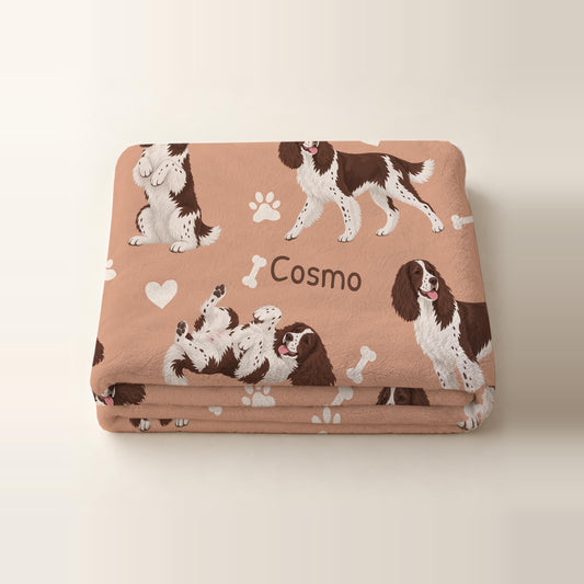 Personalized English Springer Spaniel Blanket, Pet Blanket with Name