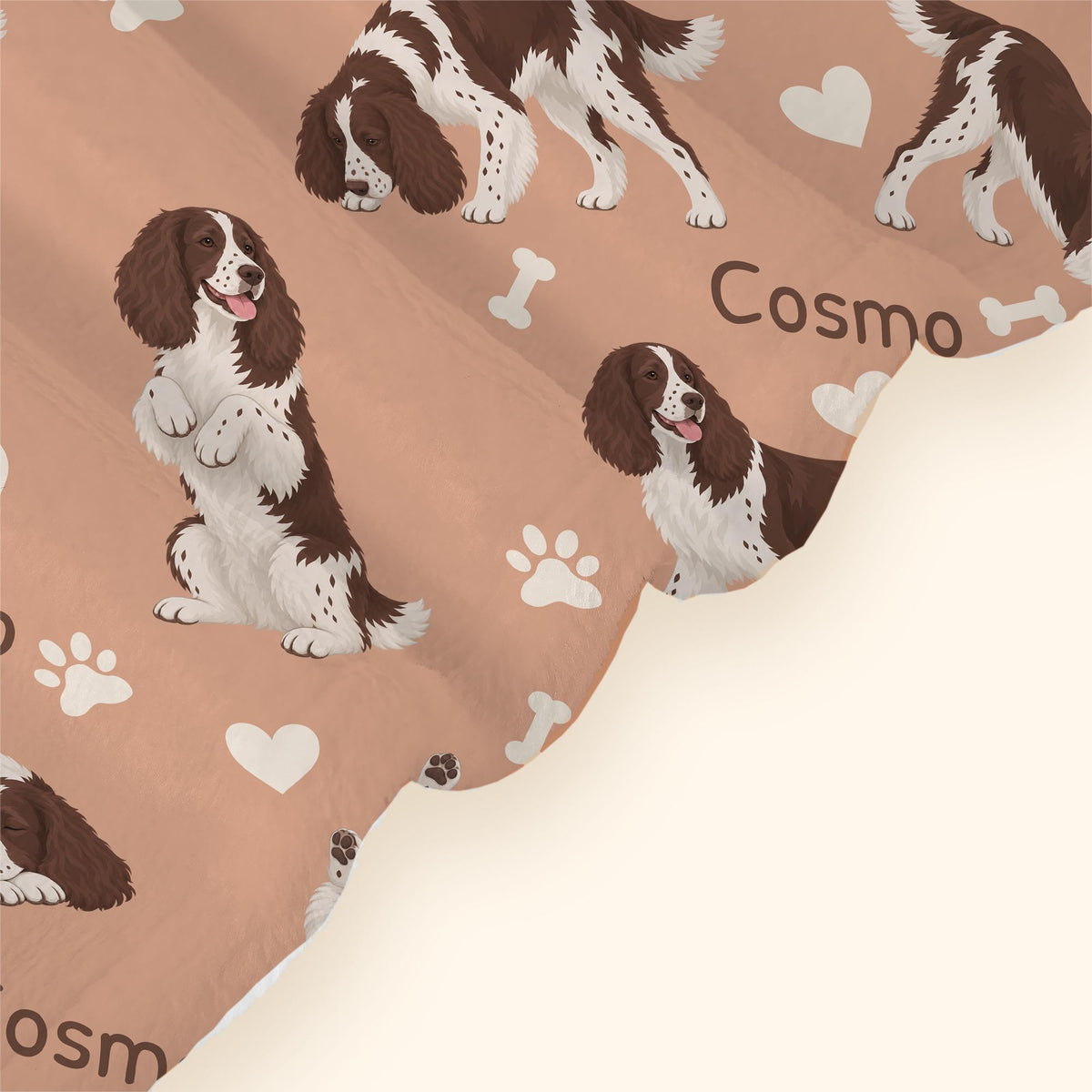 Personalized English Springer Spaniel Blanket, Pet Blanket with Name