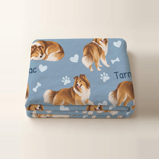 Personalized Shetland Sheepdog Blanket, Pet Blanket with Name