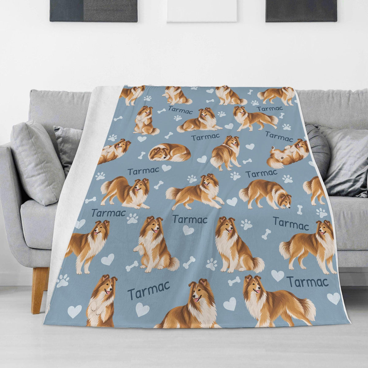Personalized Shetland Sheepdog Blanket, Pet Blanket with Name