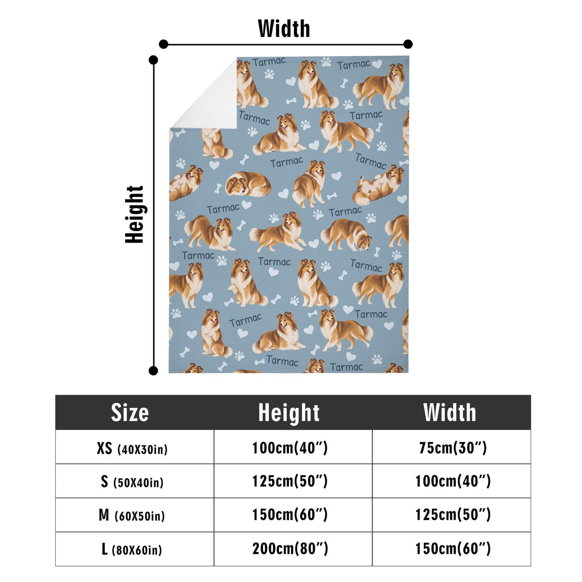 Personalized Shetland Sheepdog Blanket, Pet Blanket with Name