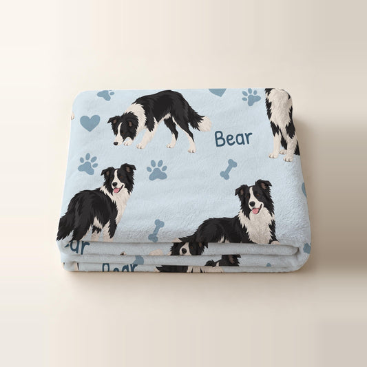 Personalized Border Collie Blanket, Pet Blanket with Name