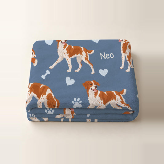 Personalized Brittany Blanket, Pet Blanket with Name