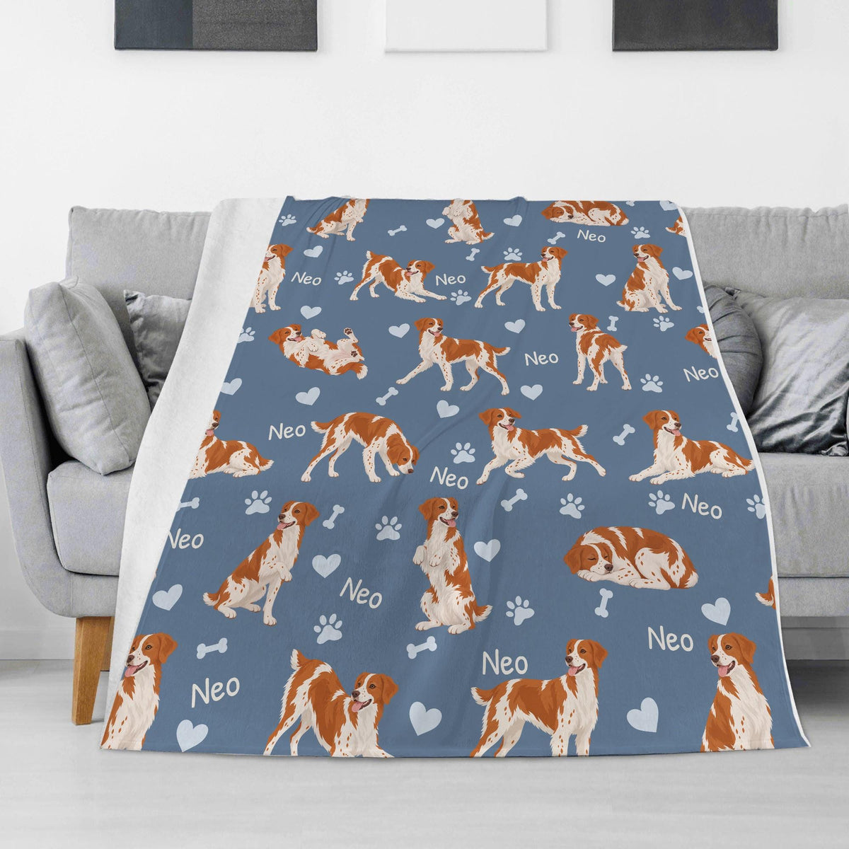 Personalized Brittany Blanket, Pet Blanket with Name