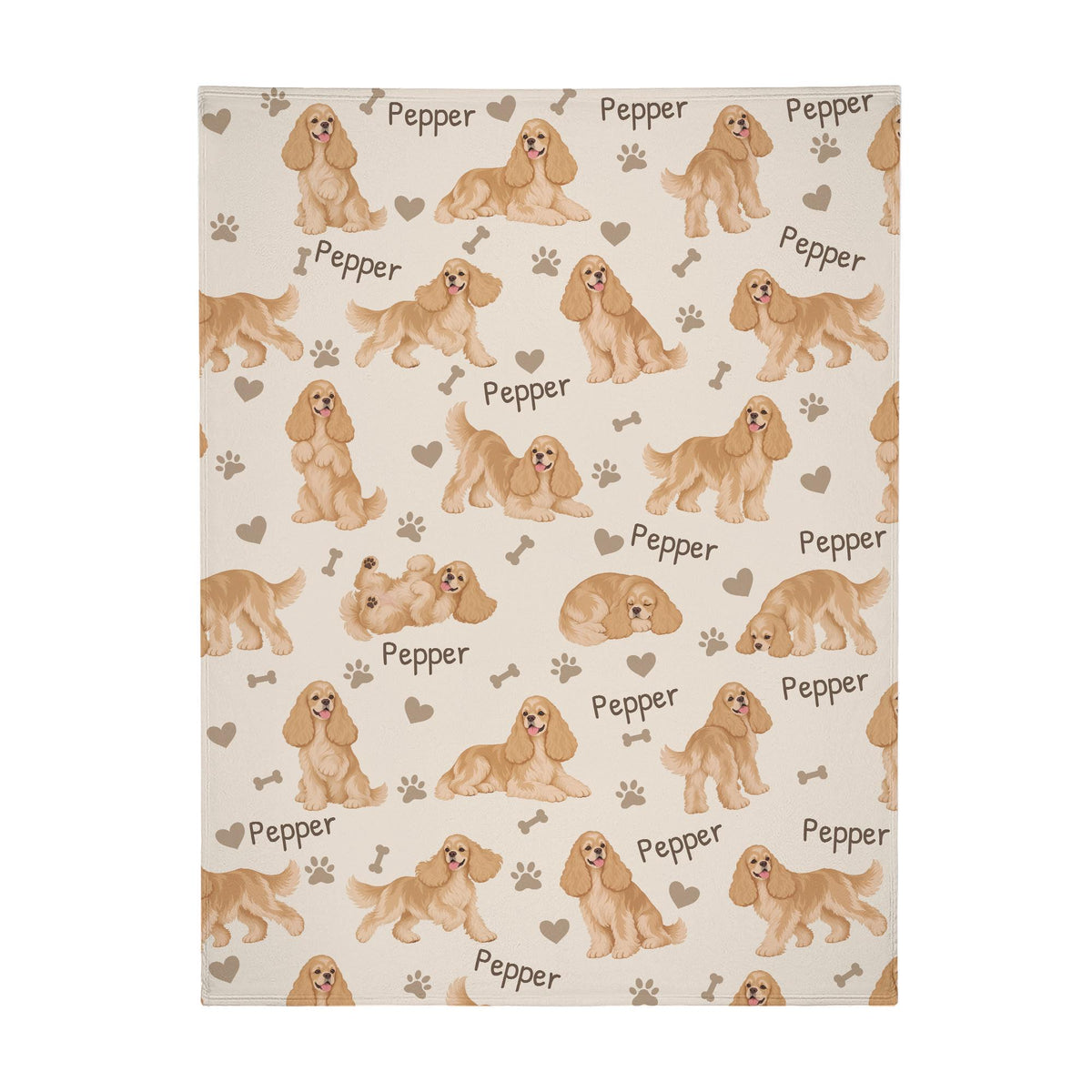 Personalized Cocker Spaniel Blanket, Pet Blanket with Name