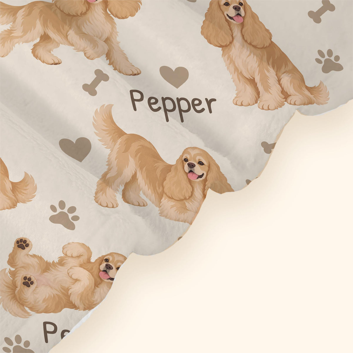 Personalized Cocker Spaniel Blanket, Pet Blanket with Name