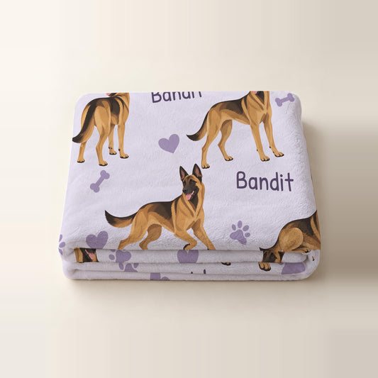 Personalized Belgian Malinois Blanket, Pet Blanket with Name