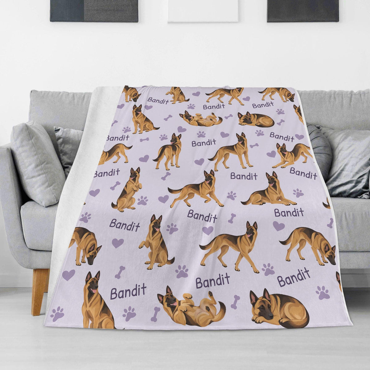 Personalized Belgian Malinois Blanket, Pet Blanket with Name