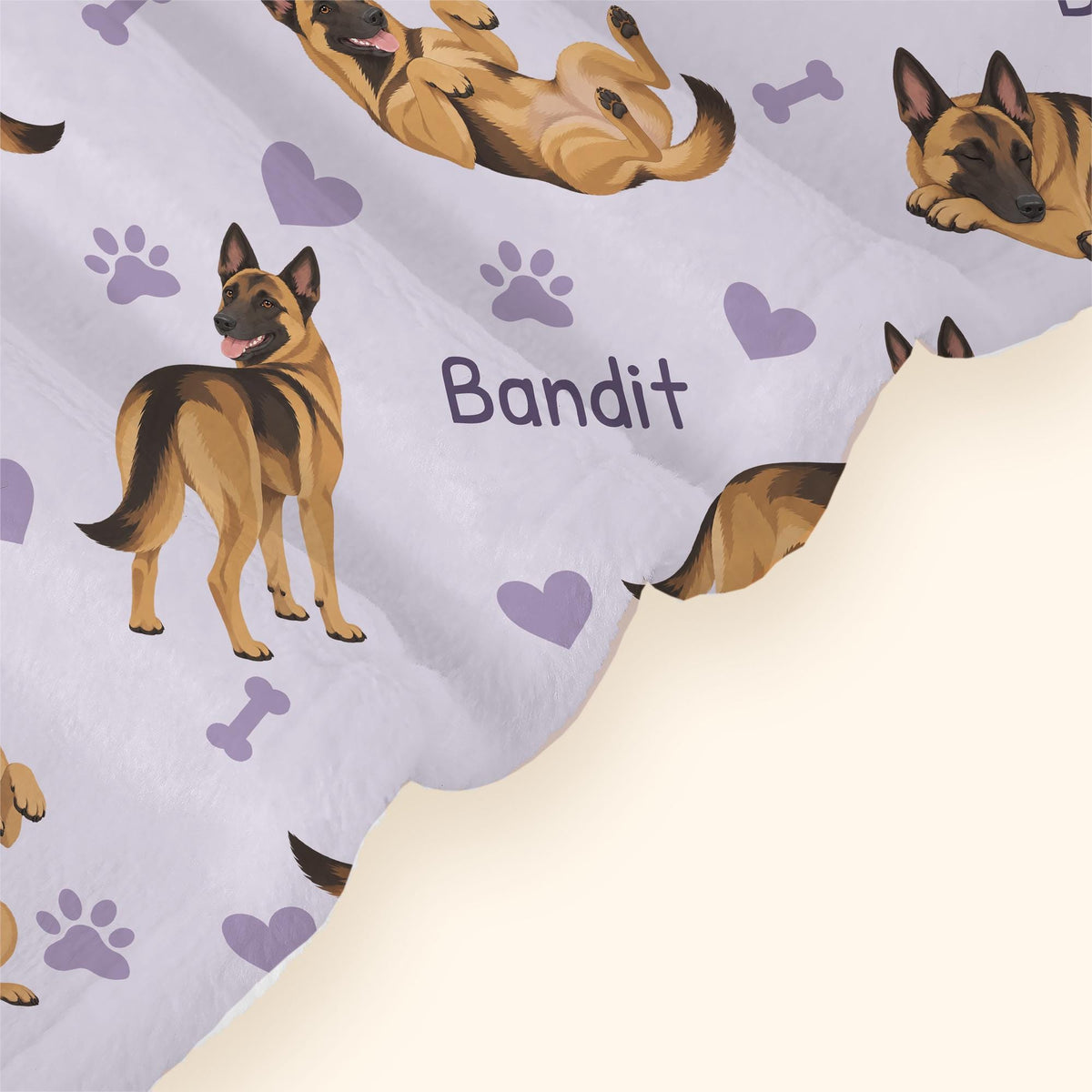 Personalized Belgian Malinois Blanket, Pet Blanket with Name