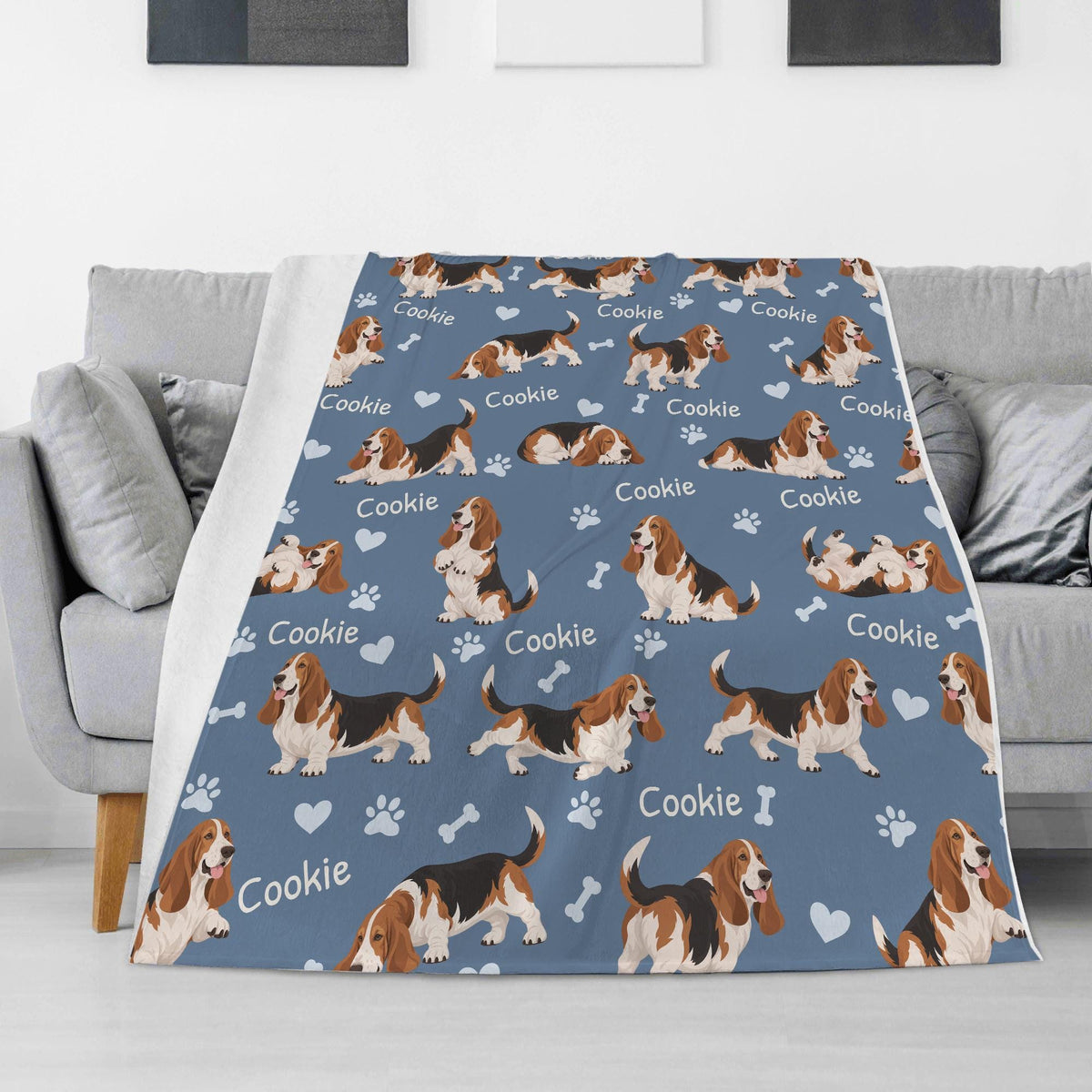 Personalized Basset Hound Blanket, Pet Blanket with Name