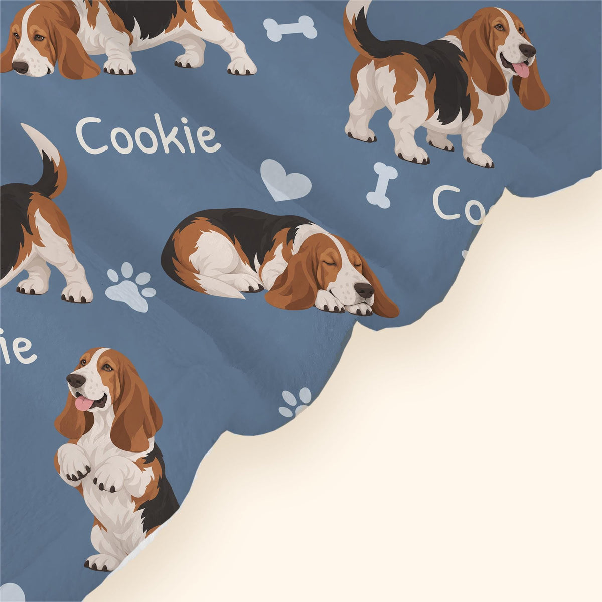 Personalized Basset Hound Blanket, Pet Blanket with Name