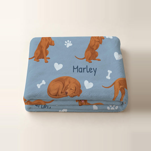 Personalized Vizsla Blanket, Pet Blanket with Name