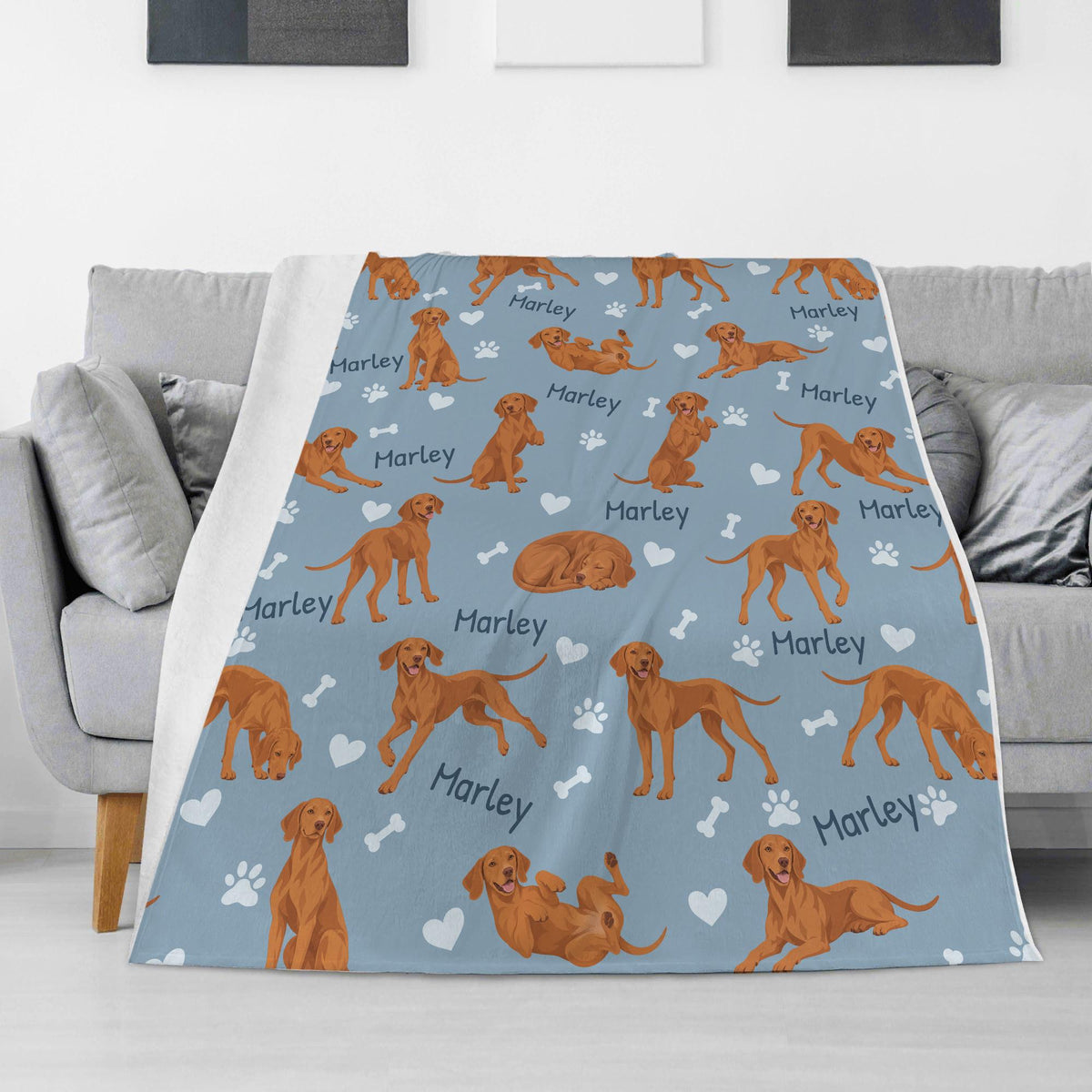 Personalized Vizsla Blanket, Pet Blanket with Name