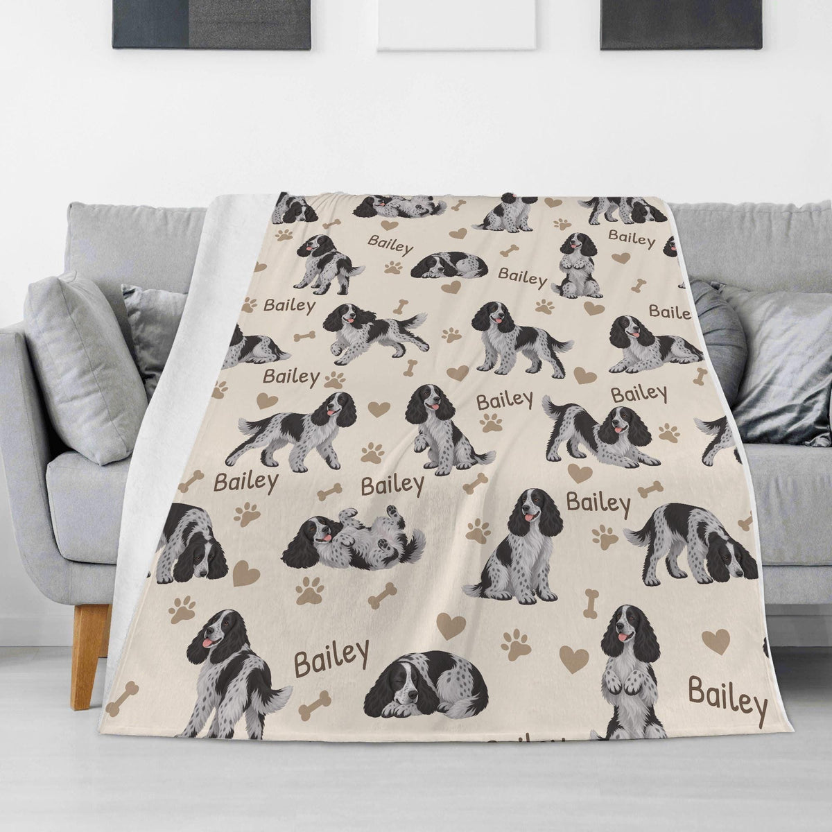 Personalized English Cocker Spaniel Blanket, Pet Blanket with Name