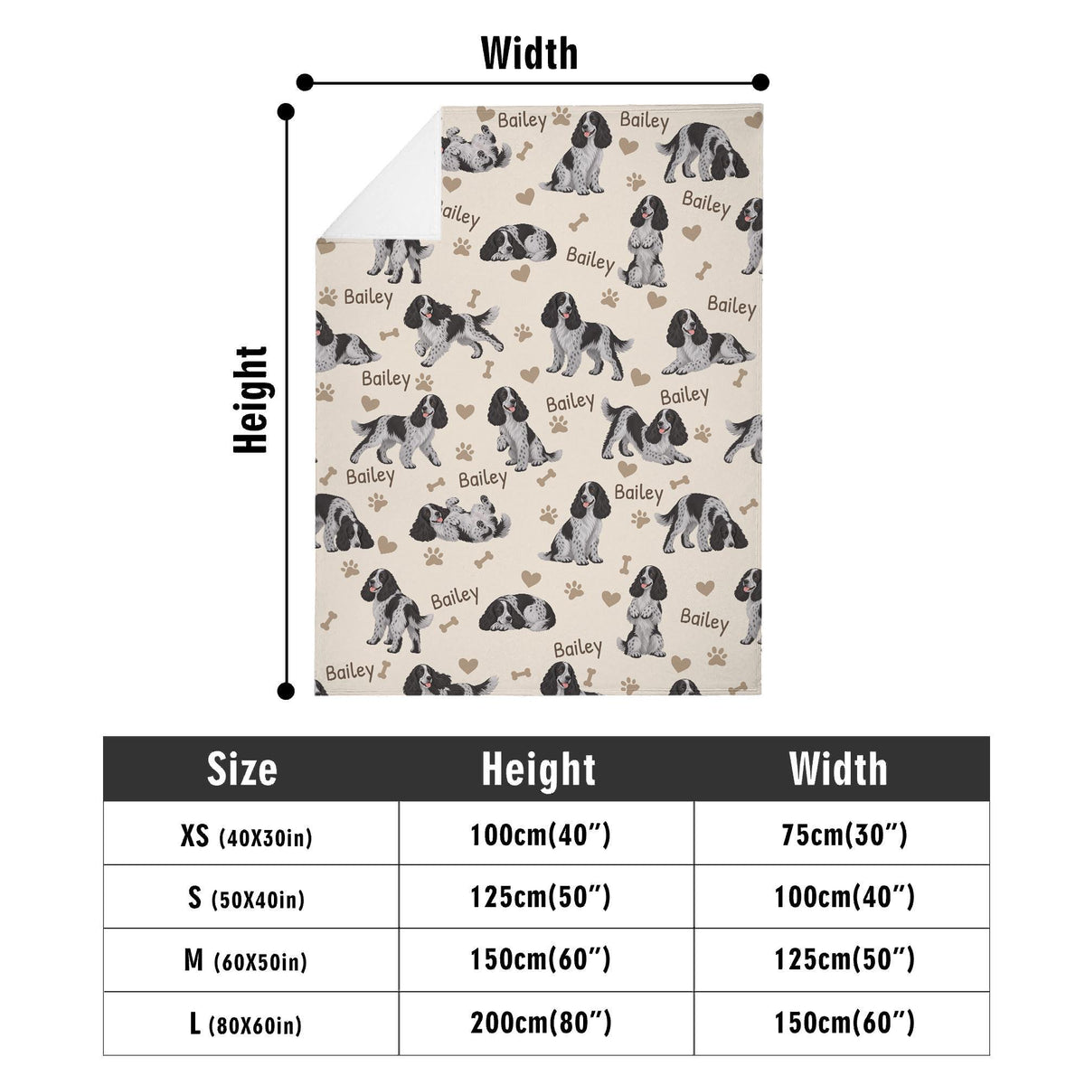 Personalized English Cocker Spaniel Blanket, Pet Blanket with Name