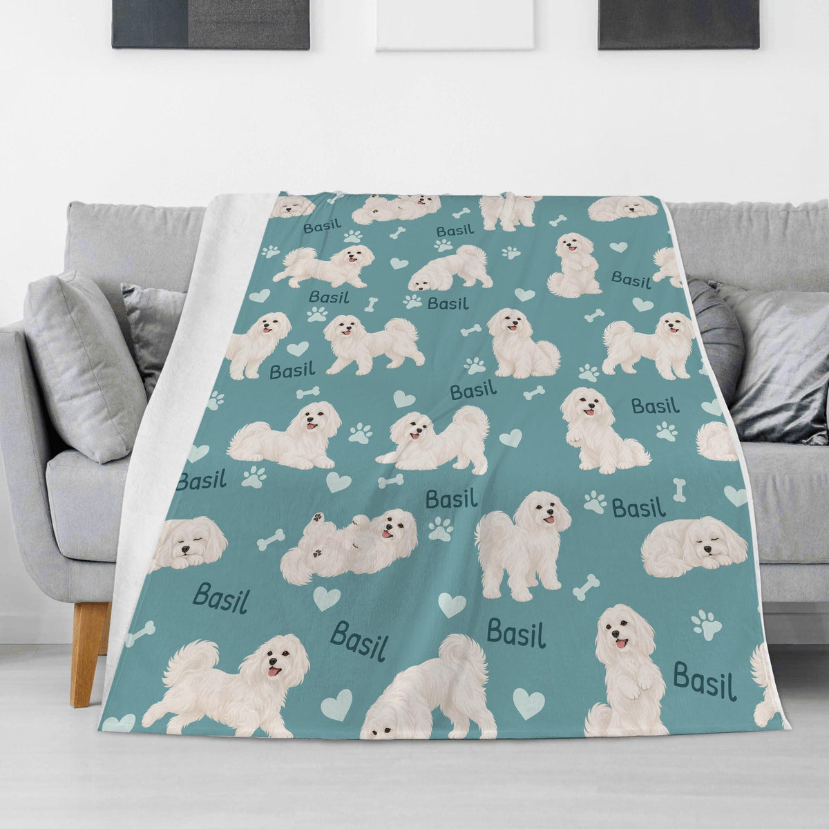 Personalized Maltese Blanket, Pet Blanket with Name