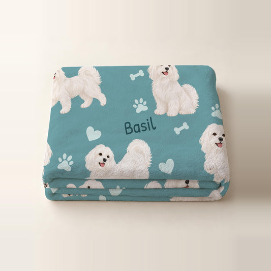Personalized Maltese Blanket, Pet Blanket with Name