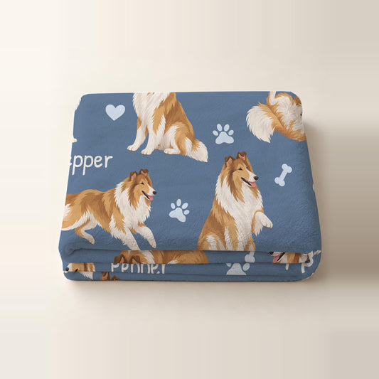 Personalized Collie Blanket, Pet Blanket with Name