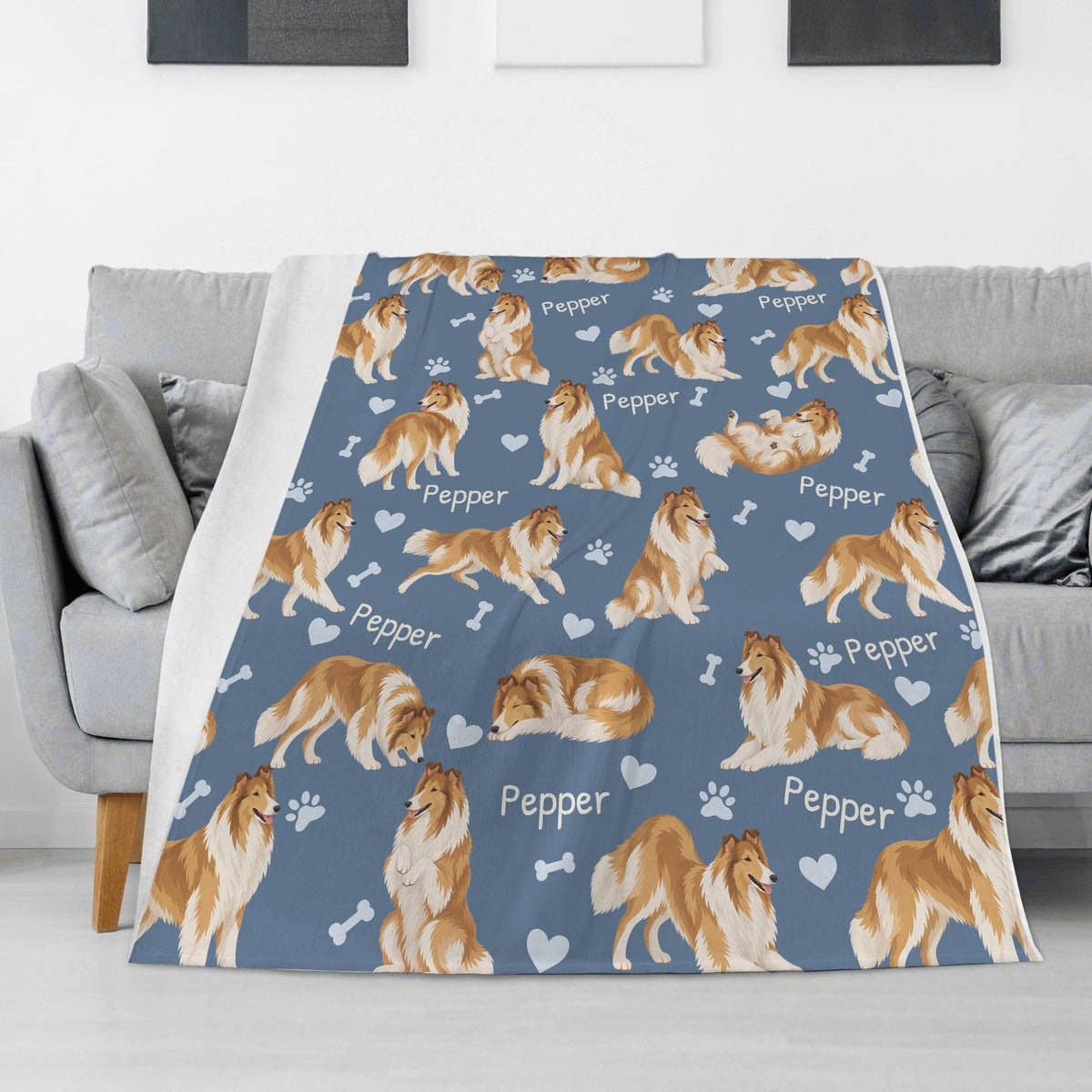 Personalized Collie Blanket, Pet Blanket with Name