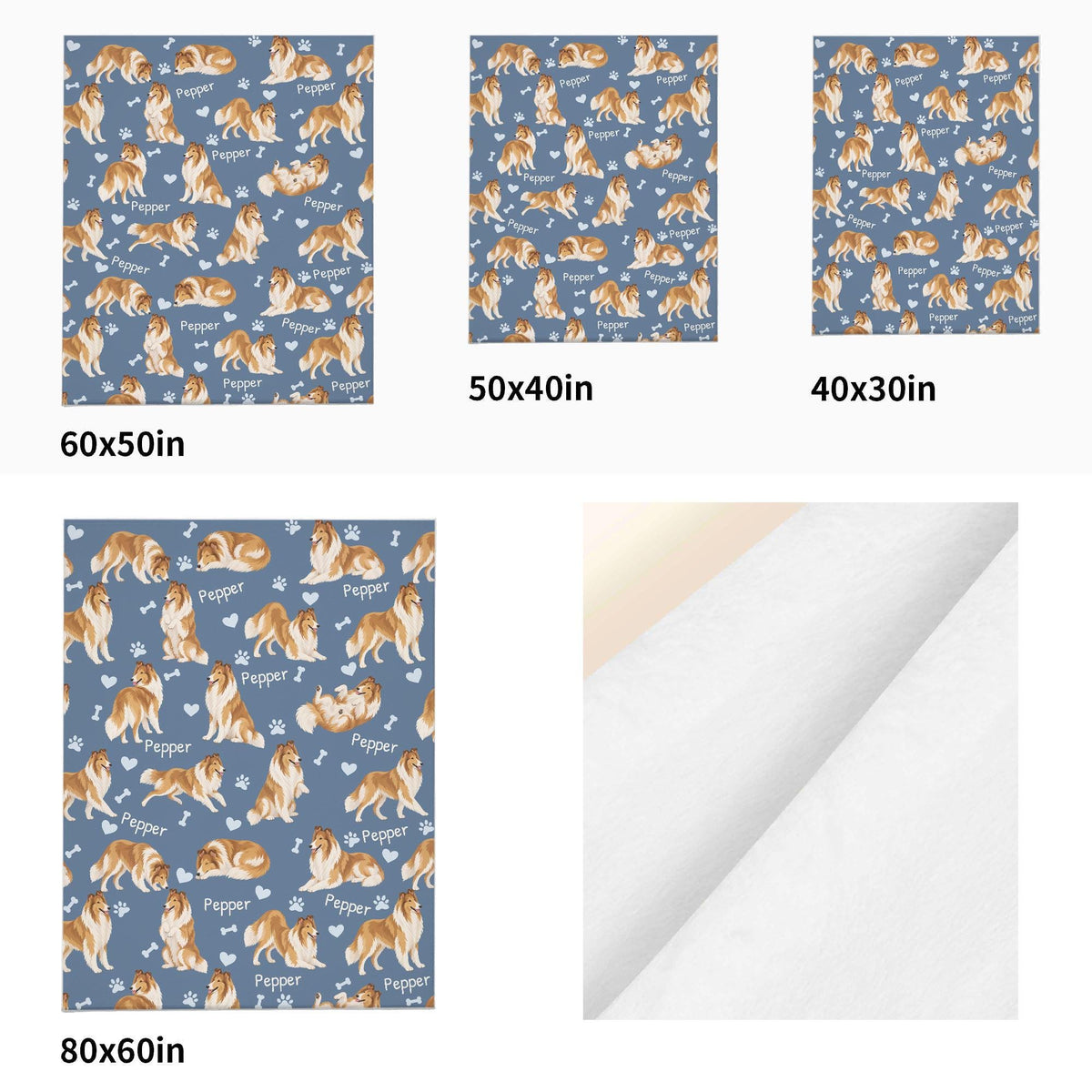Personalized Collie Blanket, Pet Blanket with Name